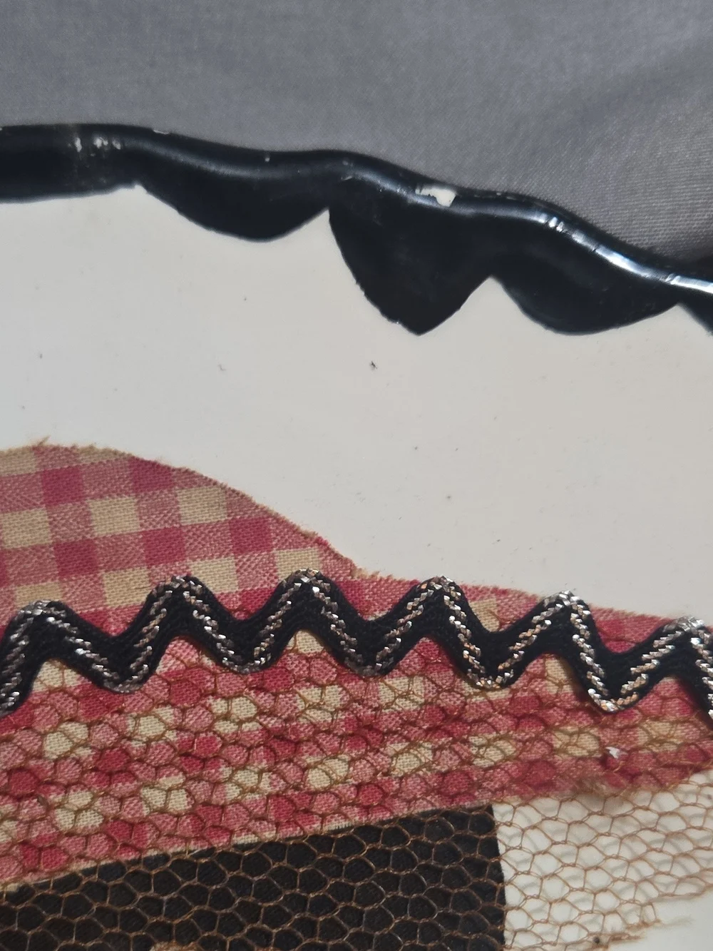Folk Art Plate with Pink Gingham Doll